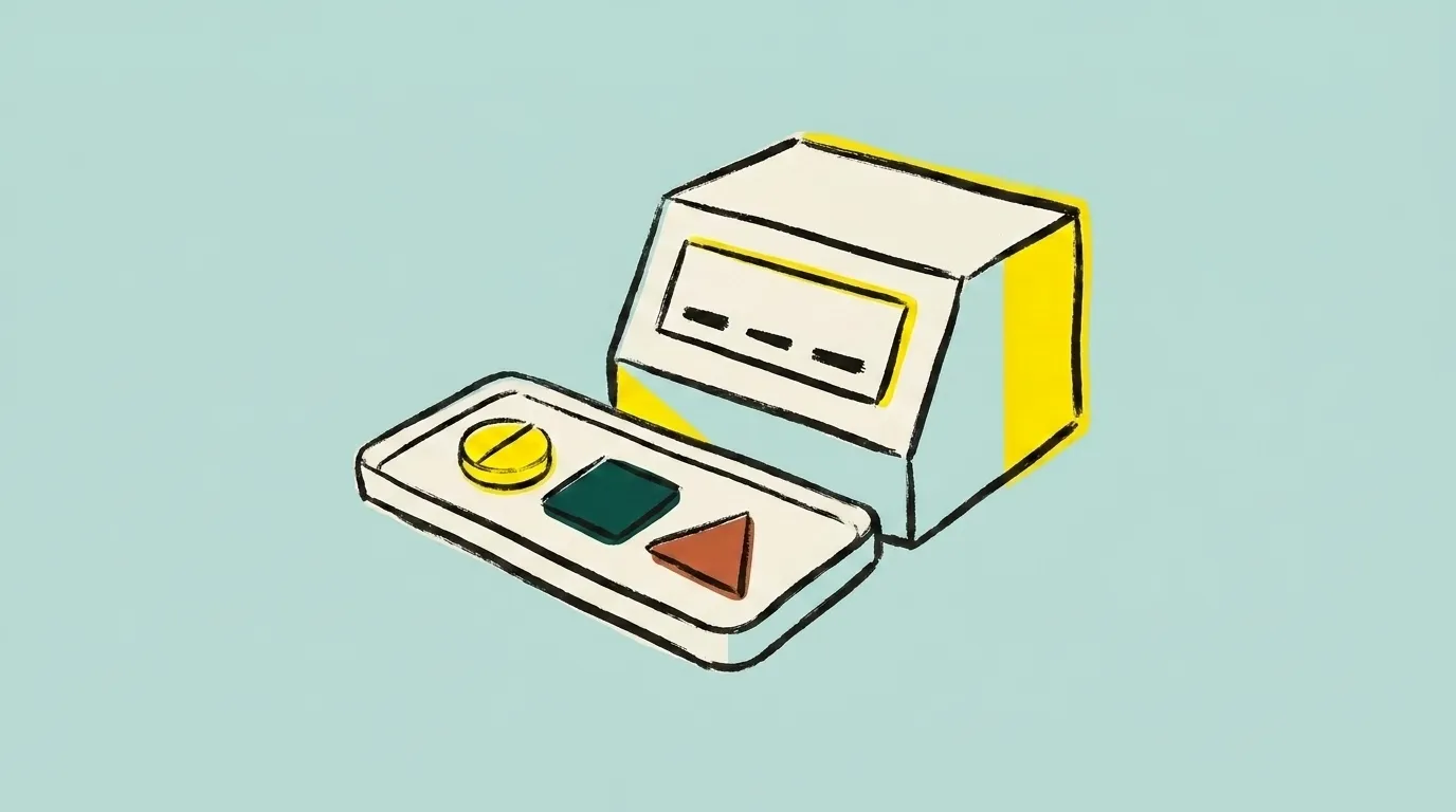 A sample tray beside a simple testing machine