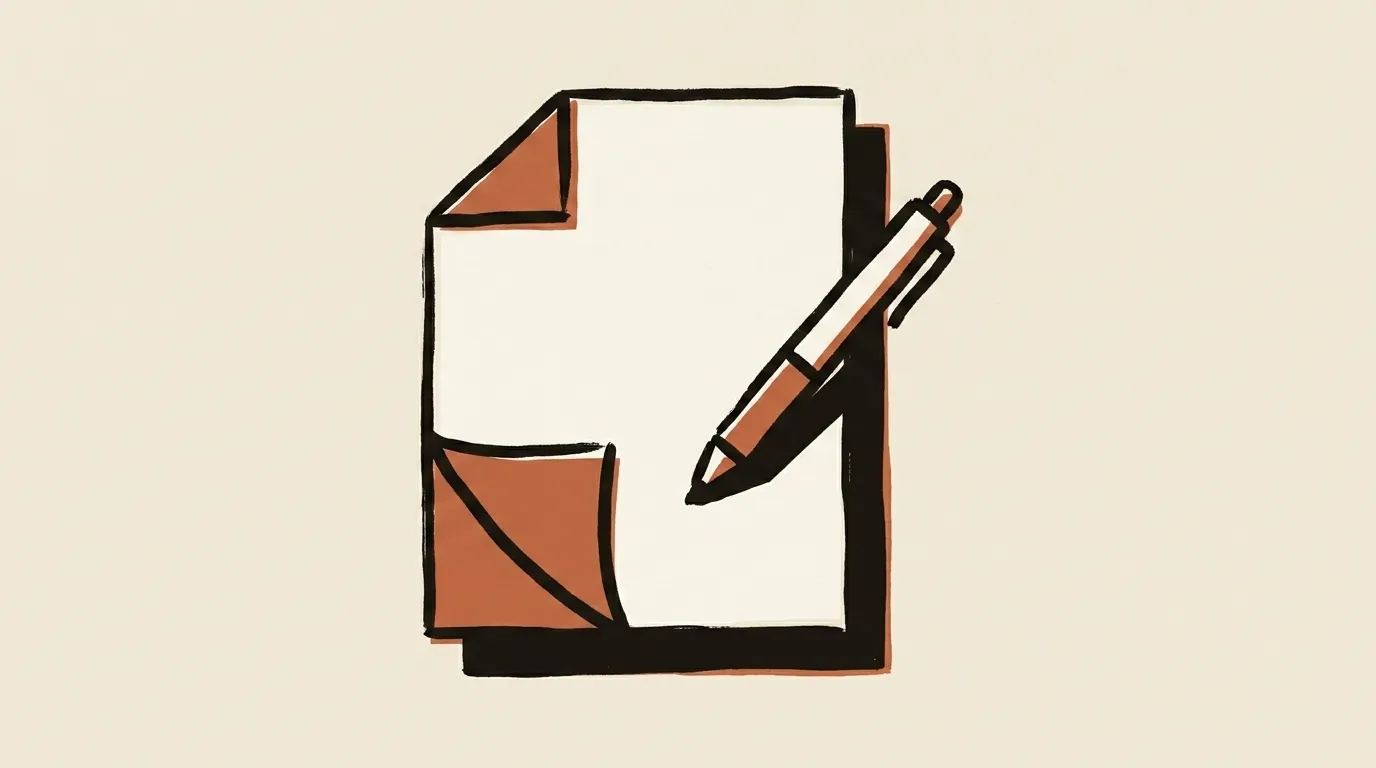 A lease document with a pen resting on it and one corner turned up